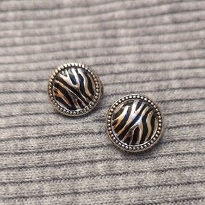 Striped Button Earrings
